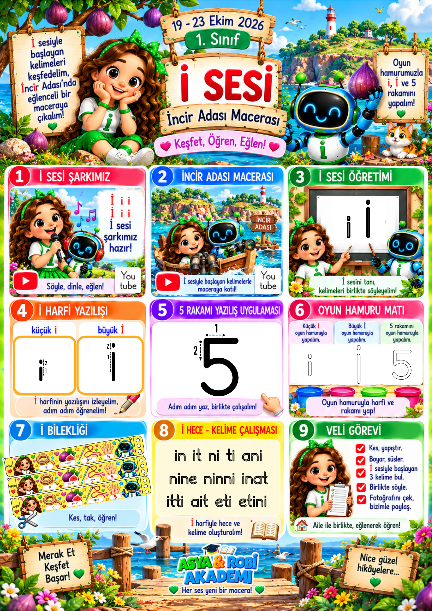 İ Sesi ve 5 Rakamı Çalışmaları